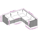 NNEVL 5 Piece Garden Lounge Set with Cushions Poly Rattan Black