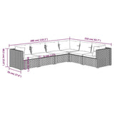NNEVL 6 Piece Garden Lounge Set with Cushions Poly Rattan Grey