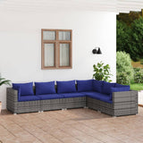 NNEVL 6 Piece Garden Lounge Set with Cushions Poly Rattan Grey