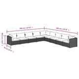 NNEVL 9 Piece Garden Lounge Set with Cushions Poly Rattan Black