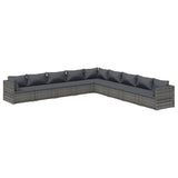 NNEVL 9 Piece Garden Lounge Set with Cushions Poly Rattan Grey