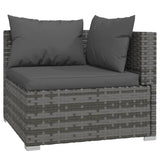 NNEVL 9 Piece Garden Lounge Set with Cushions Poly Rattan Grey