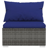NNEVL 7 Piece Garden Lounge Set with Cushions Poly Rattan Grey