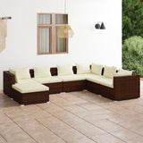 NNEVL 7 Piece Garden Lounge Set with Cushions Poly Rattan Brown