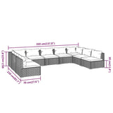 NNEVL 9 Piece Garden Lounge Set with Cushions Poly Rattan Grey