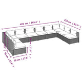NNEVL 10 Piece Garden Lounge Set with Cushions Poly Rattan Brown