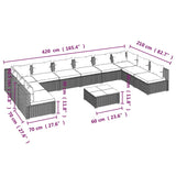 NNEVL 11 Piece Garden Lounge Set with Cushions Poly Rattan Brown