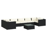 NNEVL 8 Piece Garden Lounge Set with Cushions Poly Rattan Black