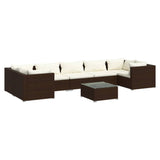 NNEVL 8 Piece Garden Lounge Set with Cushions Poly Rattan Brown