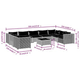 NNEVL 10 Piece Garden Lounge Set with Cushions Poly Rattan Brown
