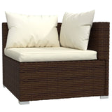 NNEVL 9 Piece Garden Lounge Set with Cushions Brown Poly Rattan