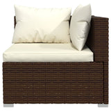 NNEVL 9 Piece Garden Lounge Set with Cushions Brown Poly Rattan