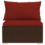 NNEVL 13 Piece Garden Lounge Set with Cushions Brown Poly Rattan