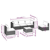 NNEVL 6 Piece Garden Lounge Set with Cushions Poly Rattan Black