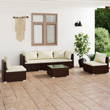 NNEVL 6 Piece Garden Lounge Set with Cushions Poly Rattan Brown
