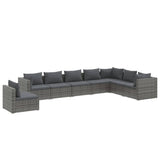 NNEVL 8 Piece Garden Lounge Set with Cushions Poly Rattan Grey