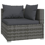 NNEVL 8 Piece Garden Lounge Set with Cushions Poly Rattan Grey