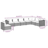 NNEVL 8 Piece Garden Lounge Set with Cushions Poly Rattan Grey