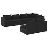 NNEVL 7 Piece Garden Lounge Set with Cushions Black Poly Rattan
