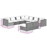 NNEVL 9 Piece Garden Lounge Set with Cushions Black Poly Rattan