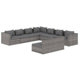 NNEVL 9 Piece Garden Lounge Set with Cushions Grey Poly Rattan