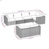 NNEVL 7 Piece Garden Lounge Set with Cushions Brown Poly Rattan