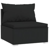NNEVL 8 Piece Garden Lounge Set with Cushions Black Poly Rattan