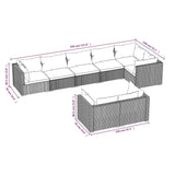 NNEVL 8 Piece Garden Lounge Set with Cushions Black Poly Rattan