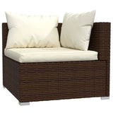 NNEVL 8 Piece Garden Lounge Set with Cushions Brown Poly Rattan