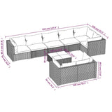 NNEVL 9 Piece Garden Lounge Set with Cushions Black Poly Rattan