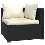 NNEVL 10 Piece Garden Lounge Set with Cushions Black Poly Rattan