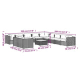 NNEVL 12 Piece Garden Lounge Set with Cushions Black Poly Rattan