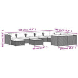 NNEVL 11 Piece Garden Lounge Set with Cushions Poly Rattan Black