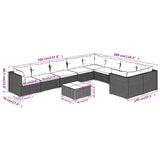 NNEVL 10 Piece Garden Lounge Set with Cushions Poly Rattan Brown