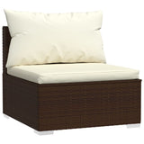 NNEVL 12 Piece Garden Lounge Set with Cushions Brown Poly Rattan