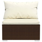 NNEVL 12 Piece Garden Lounge Set with Cushions Brown Poly Rattan