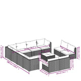 NNEVL 12 Piece Garden Lounge Set with Cushions Brown Poly Rattan