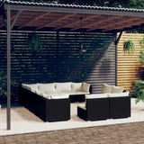 NNEVL 12 Piece Garden Lounge Set with Cushions Black Poly Rattan