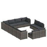 NNEVL 12 Piece Garden Lounge Set with Cushions Grey Poly Rattan