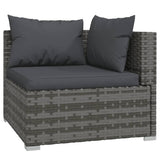 NNEVL 12 Piece Garden Lounge Set with Cushions Grey Poly Rattan