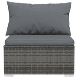 NNEVL 12 Piece Garden Lounge Set with Cushions Grey Poly Rattan