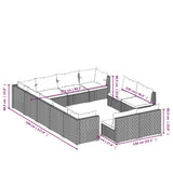 NNEVL 12 Piece Garden Lounge Set with Cushions Grey Poly Rattan