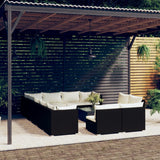 NNEVL 13 Piece Garden Lounge Set with Cushions Black Poly Rattan