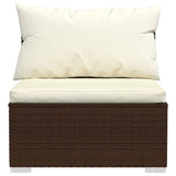 NNEVL 13 Piece Garden Lounge Set with Cushions Brown Poly Rattan