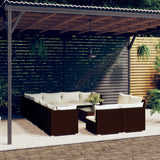 NNEVL 13 Piece Garden Lounge Set with Cushions Brown Poly Rattan