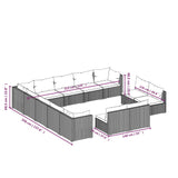 NNEVL 13 Piece Garden Lounge Set with Cushions Grey Poly Rattan