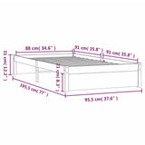 NNEVL Bed Frame Honey Brown Solid Wood 92x187 cm Single Bed Size