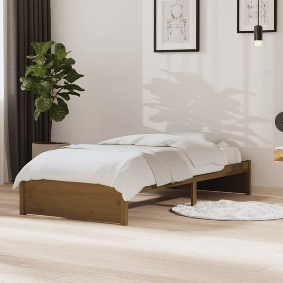 NNEVL Bed Frame Honey Brown Solid Wood 92x187 cm Single Bed Size