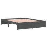 NNEVL Bed Frame Grey Solid Wood 137x187 Double Size
