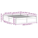 NNEVL Bed Frame Grey Solid Wood 137x187 Double Size